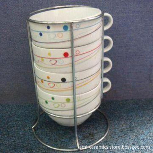 4-piece Soup Stack Porcelain Mug with 16oz Capacity, Different Designs are Available